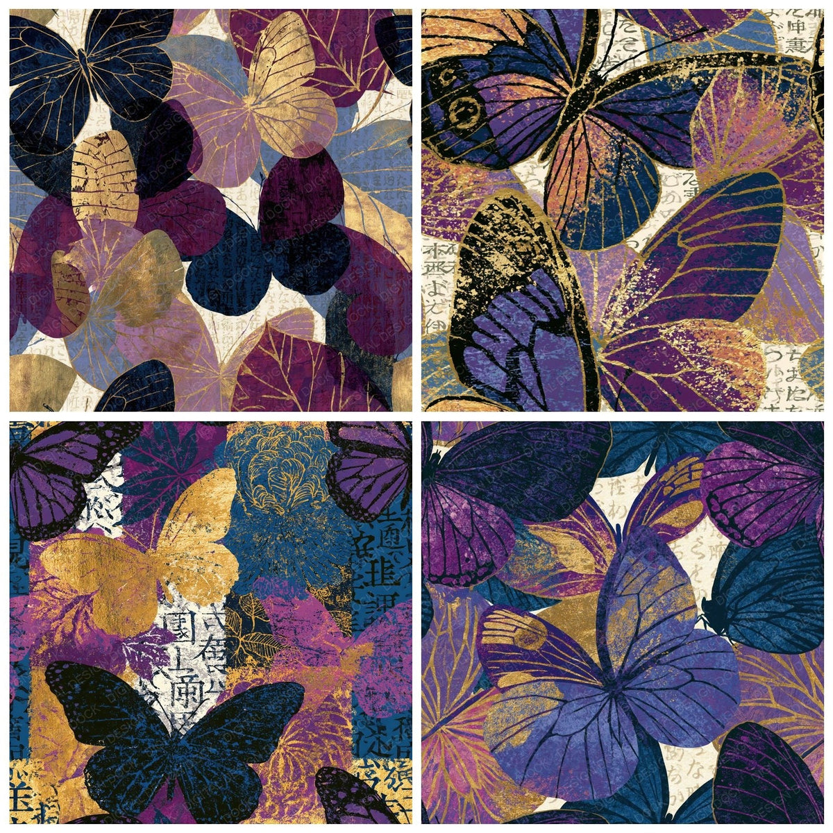 Maximalist Butterfly Plum Damson Seamless Digital Paper Pack (DDD018536)