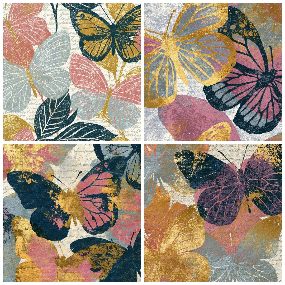 Tintype Butterfly Outlines Mist Rose Digital Paper Pack (DDD018563)