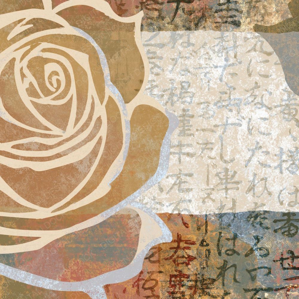 Mezzotint Rose Outlines Wheat Parchment Digital Paper Pack (DDD018610)