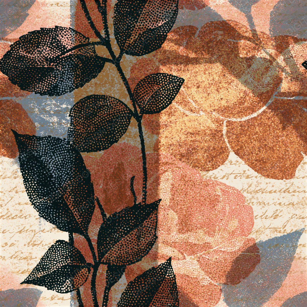 Stipple Rose Outlines Copper Cream Seamless Digital Paper Pack (DDD018620)