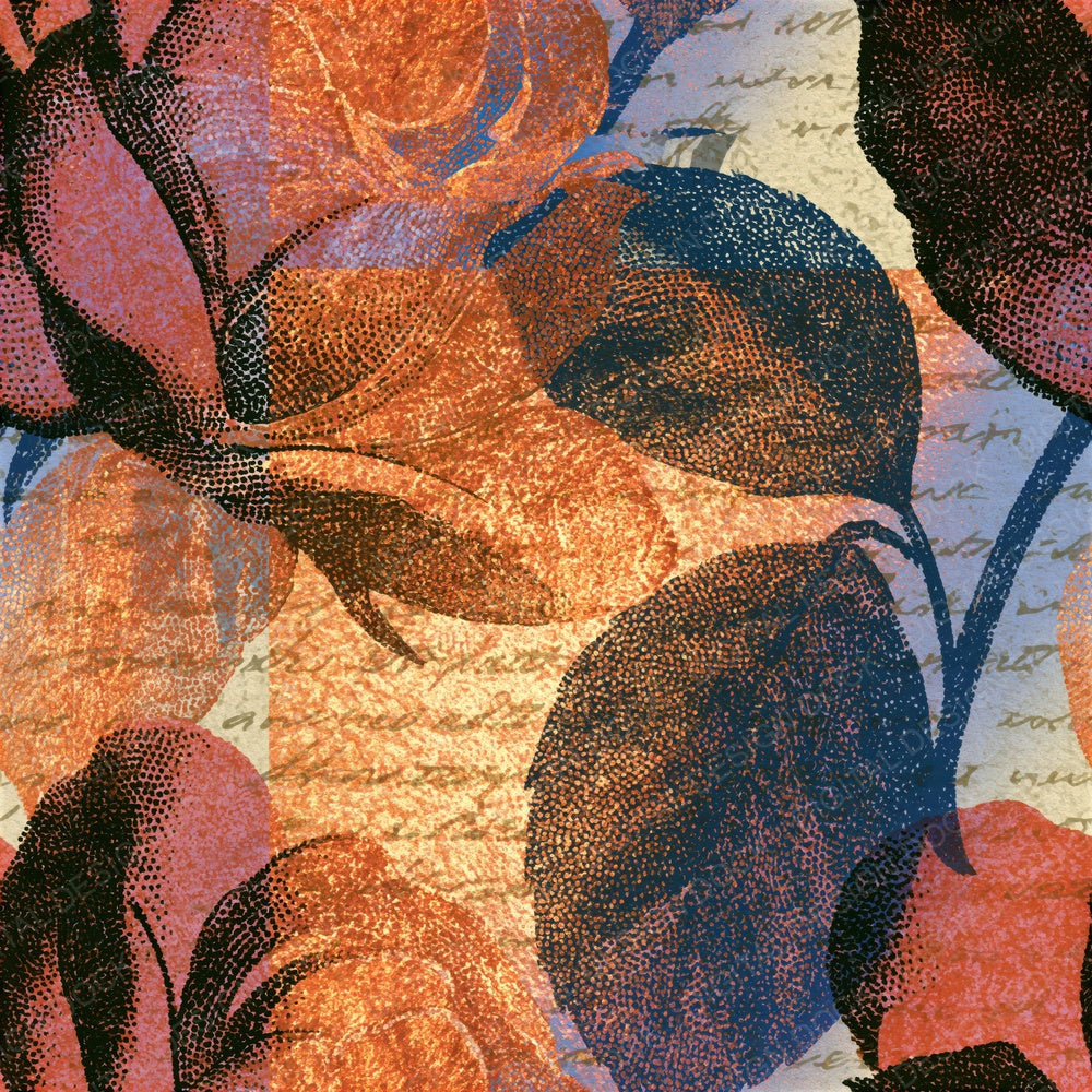 Stipple Rose Outlines Copper Cream Seamless Digital Paper Pack (DDD018620)