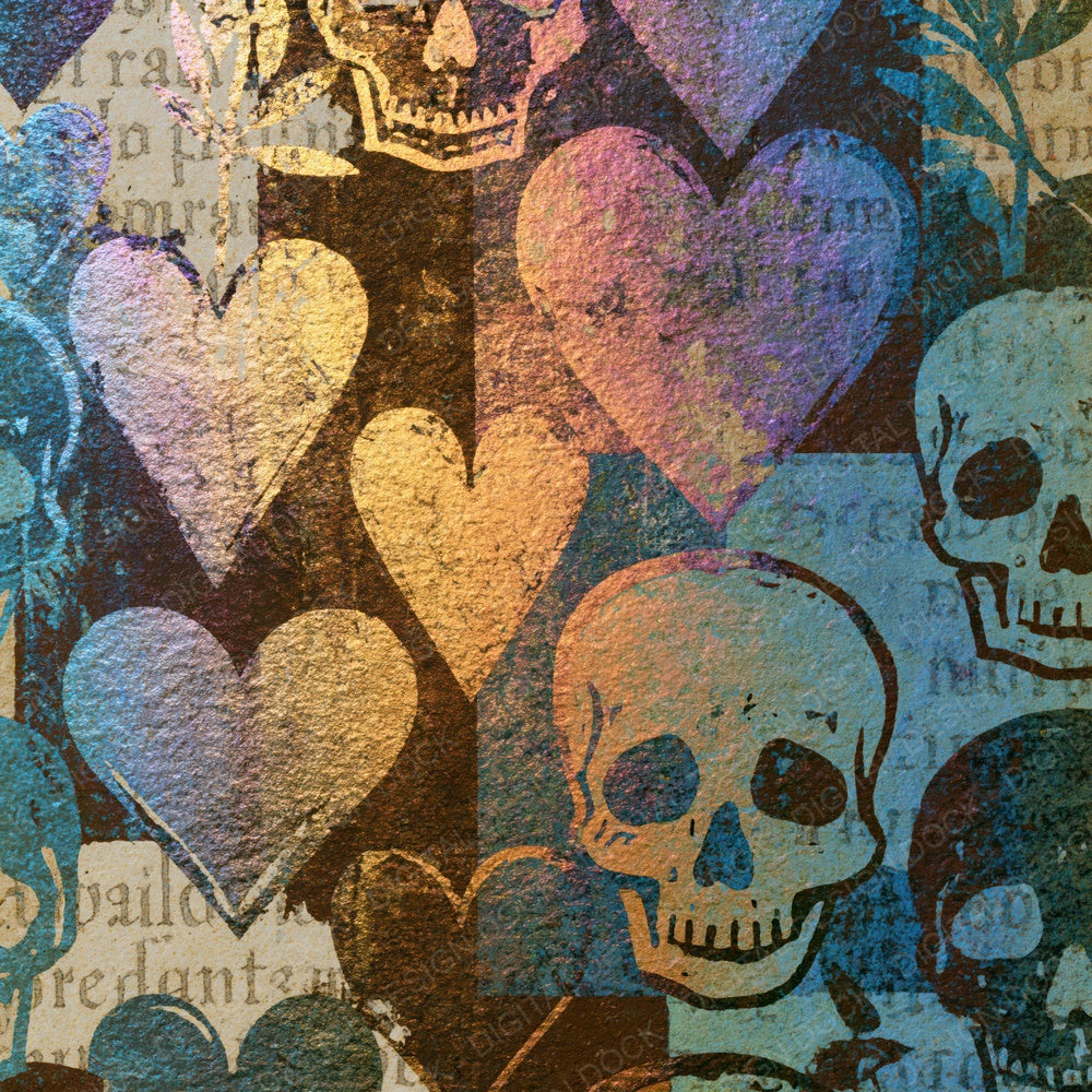 Y2K Chrome Hearts Skulls Mocha Mint Abstract Digital Paper Pack (DDD018724)