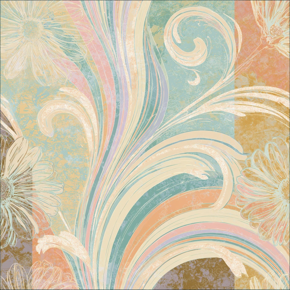 Rococo Daisy Outlines Oyster Parchment Digital Paper Pack (DDD018799)