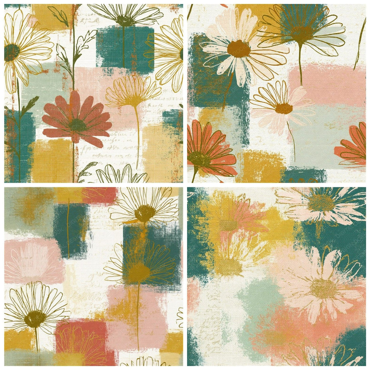 Tapestry Daisy Outlines Blush Sage Seamless Digital Paper Pack (DDD018803)