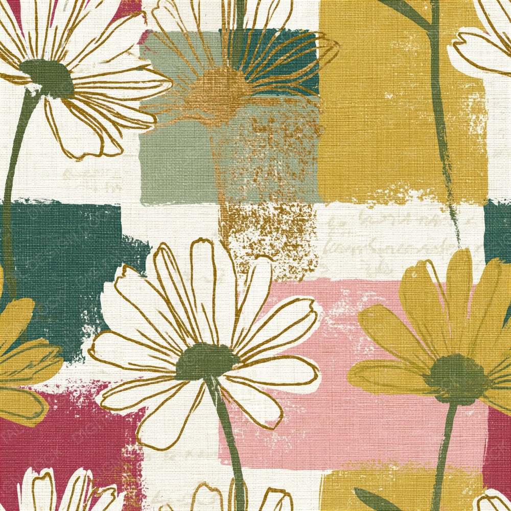 Tapestry Daisy Outlines Blush Sage Seamless Digital Paper Pack (DDD018803)