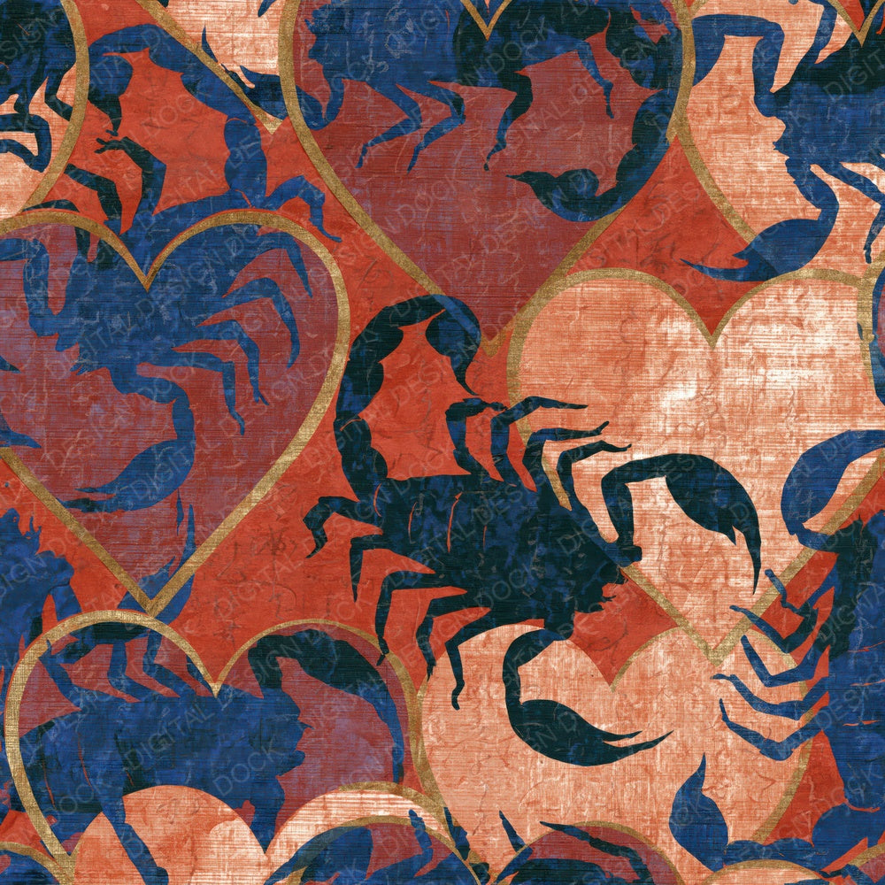 Greek Pottery Hearts Scorpions Sapphire Digital Paper Pack (DDD018812)