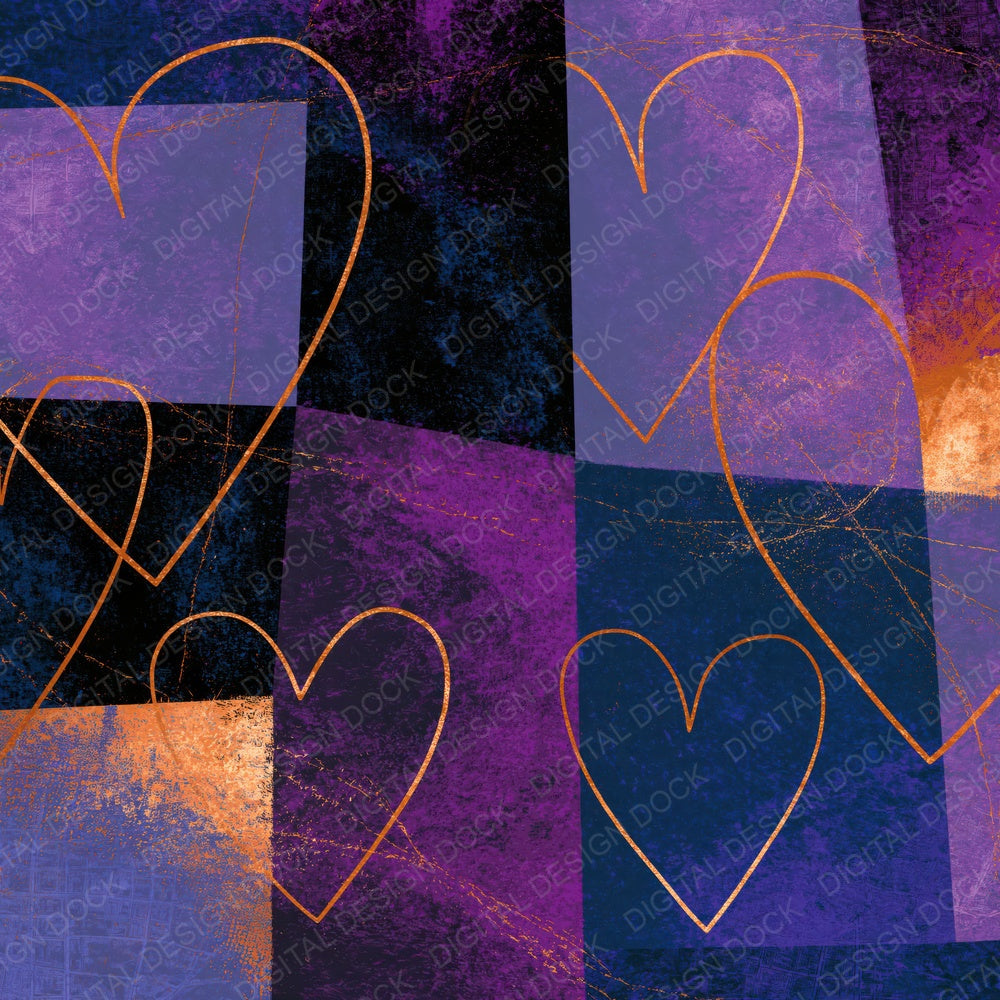 Pop Art Heart Outlines Violet Midnight Digital Paper Pack (DDD018820)