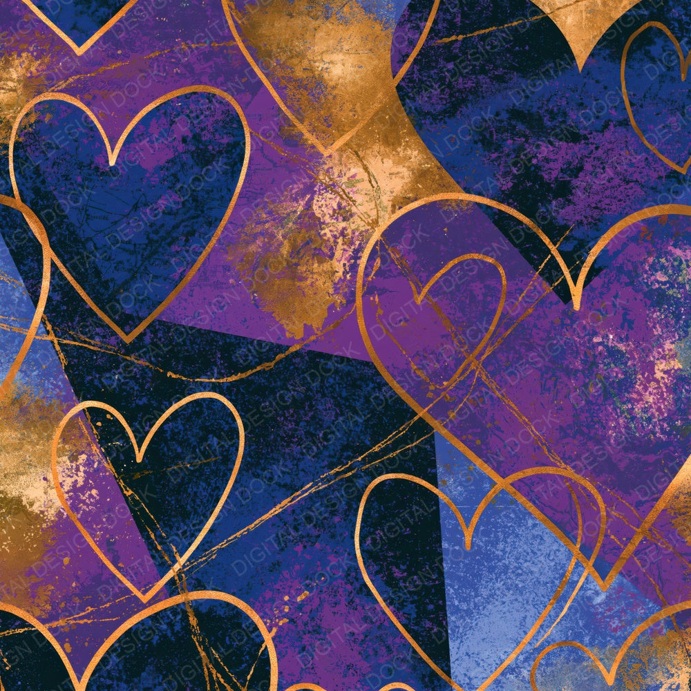 Pop Art Heart Outlines Violet Midnight Digital Paper Pack (DDD018820)