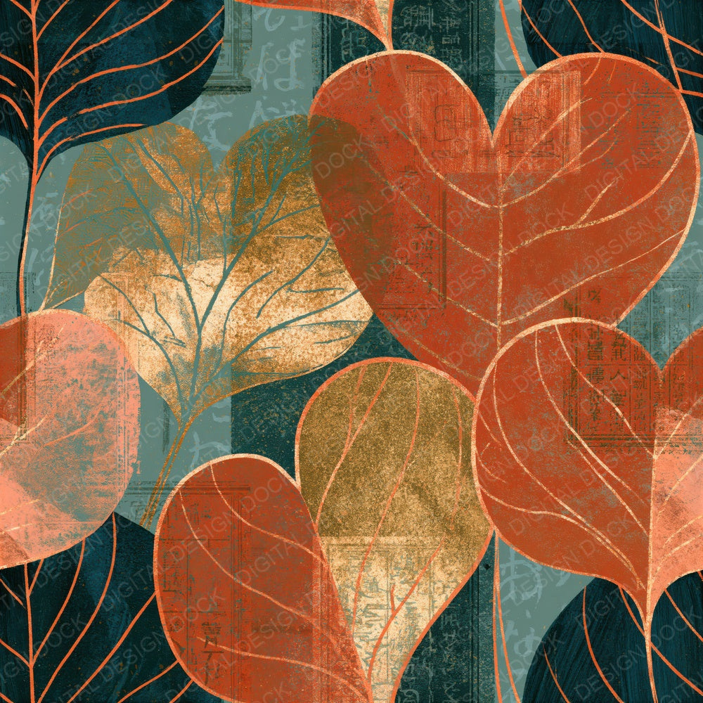 Etching Heart Specimen Labels Terracotta Sage Seamless Digital Paper Pack (DDD018829)