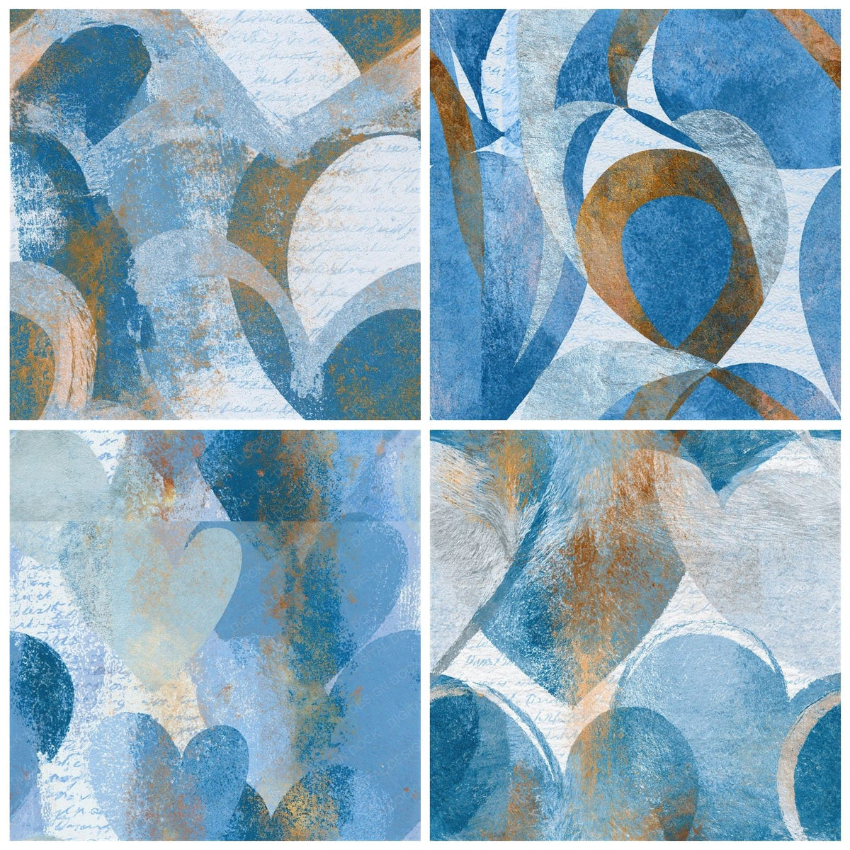 Lithograph Heart Outlines Glacier Silver Seamless Digital Paper Pack (DDD018831)