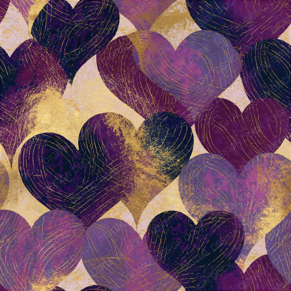 Scratchboard Hearts Plum Cream Seamless Digital Paper Pack (DDD018840)