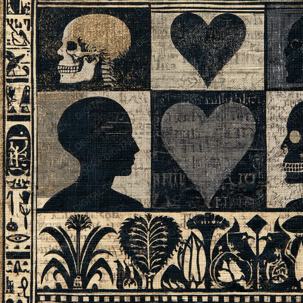 Another Egyptian Frieze Skulls Hearts Bone digital paper shown full size