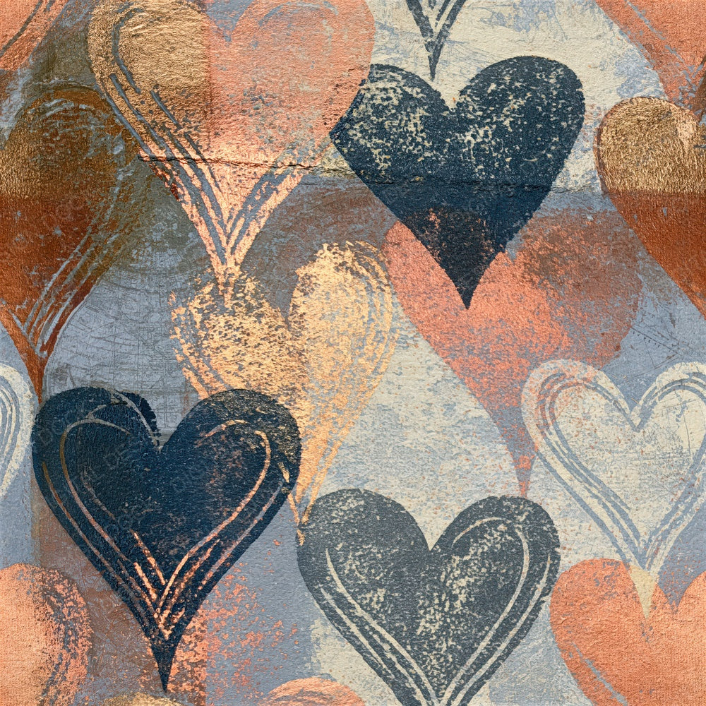 Another Etching Heart Outlines Graphite Cream Seamless digital paper shown full size