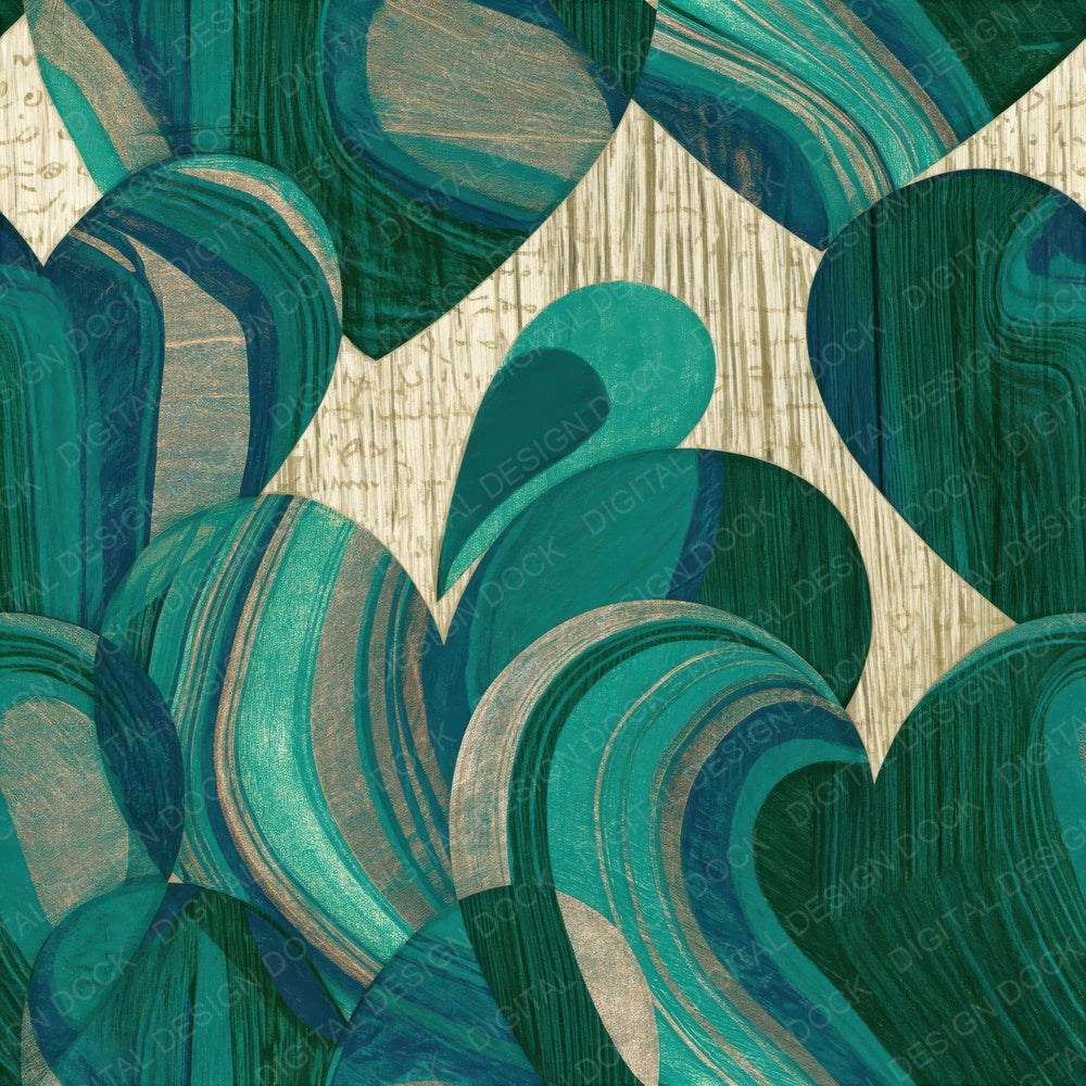 Another Woodcut Heart Outlines Malachite Bone Seamless digital paper shown full size