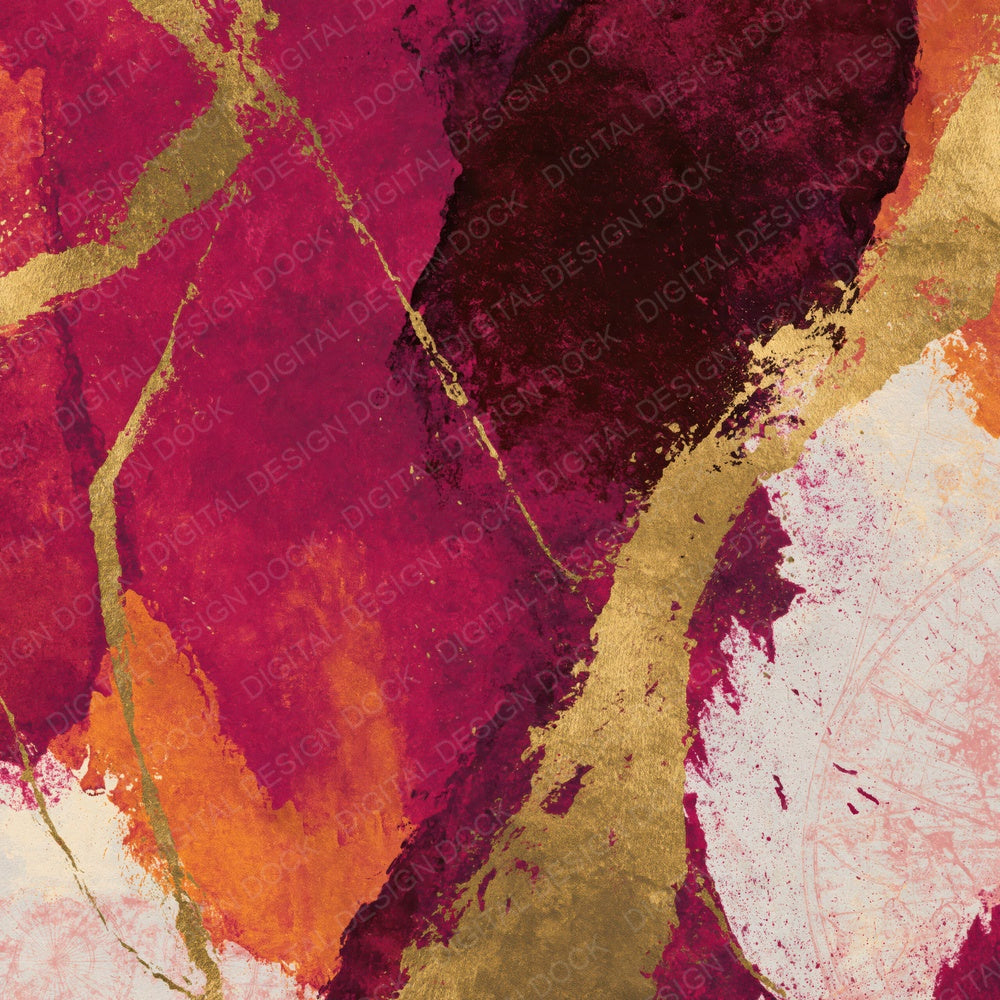 Single Abstract Expressionist Cranberry Evergreen Ivory digital paper shown full size