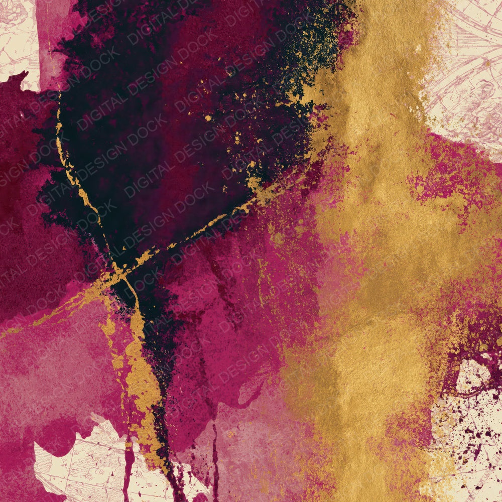 Another Abstract Expressionist Cranberry Evergreen Ivory digital paper shown full size