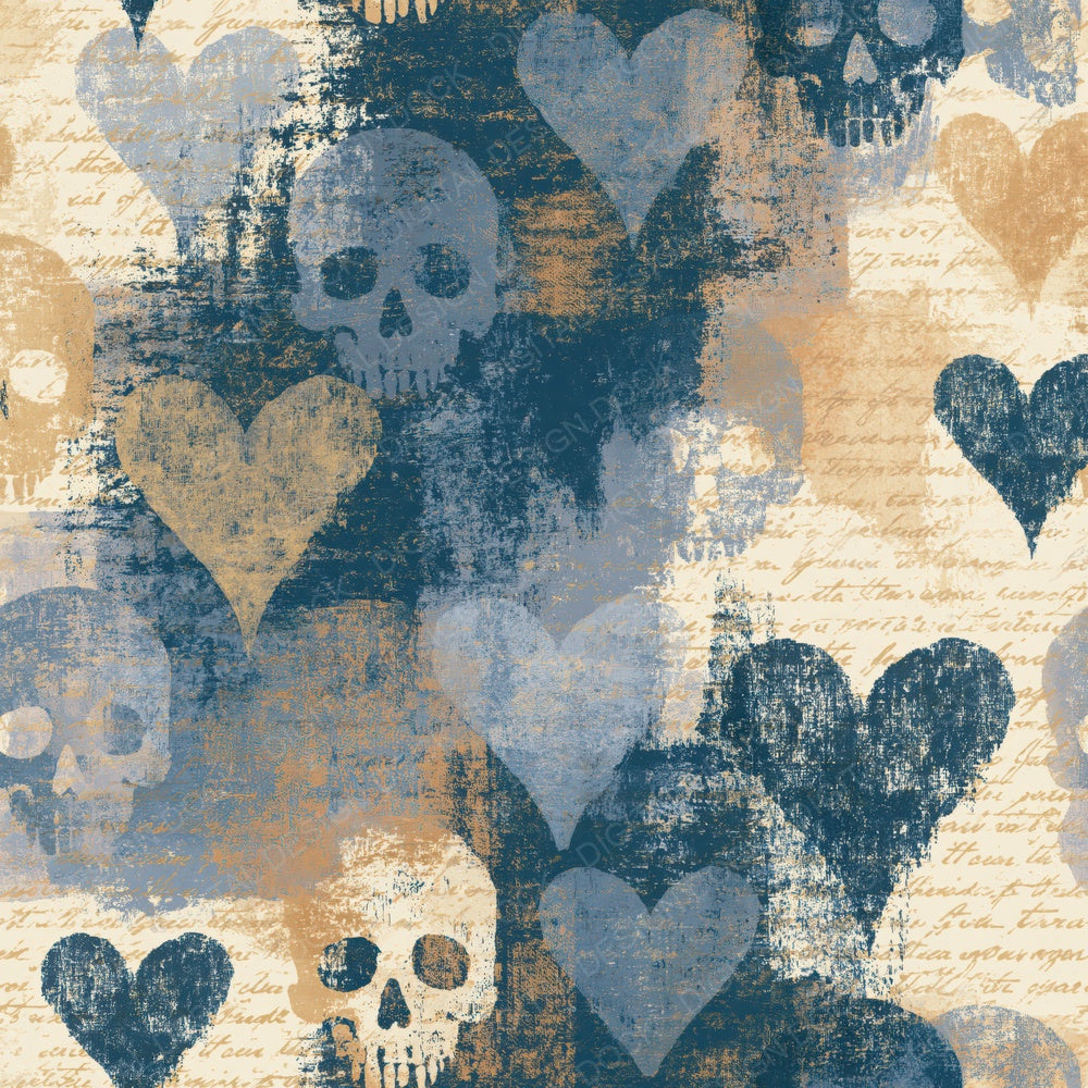 Another Layered Skulls Hearts Slate Butter Abstract digital paper shown full size