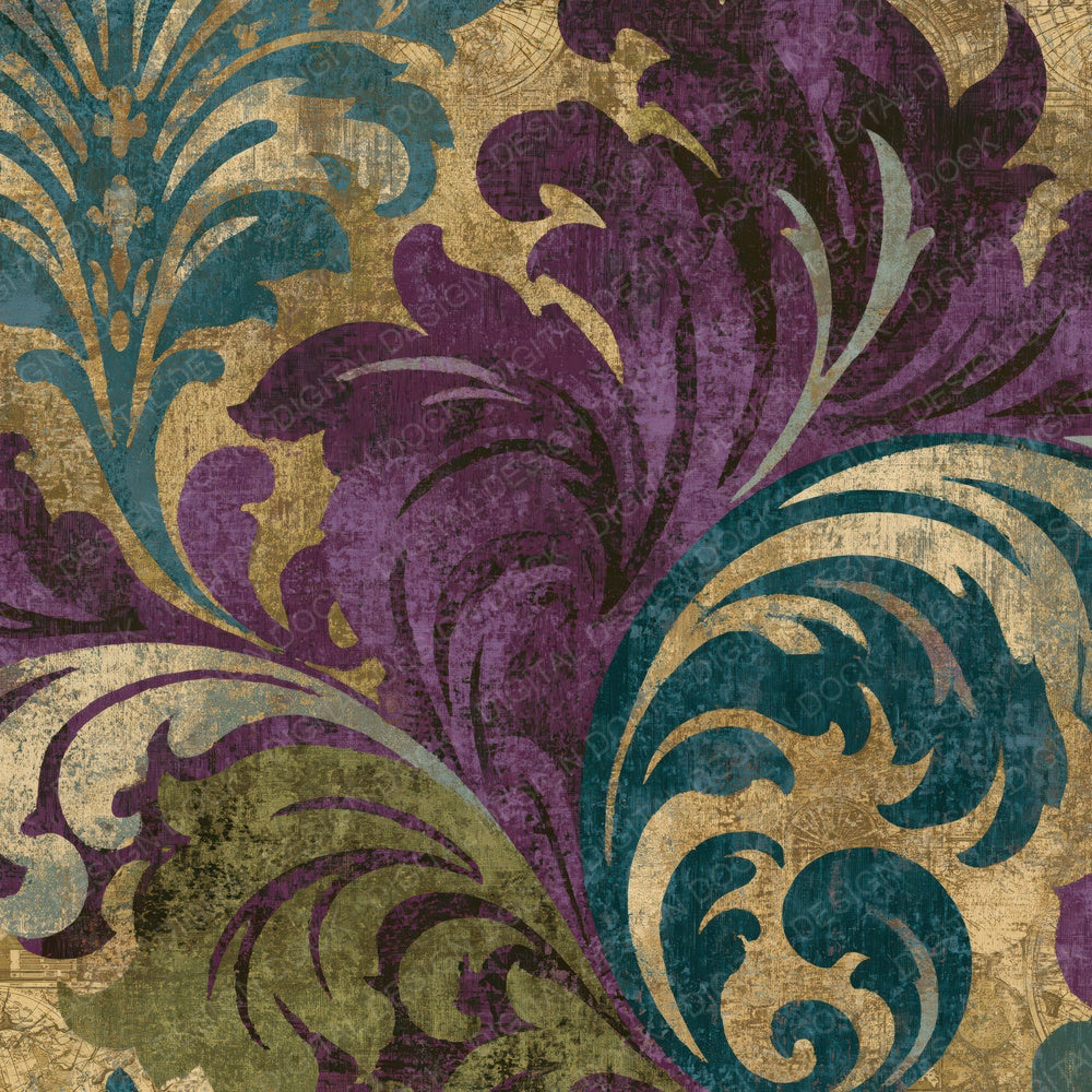 Single Rococo Plum Moss Tobacco Abstract digital paper shown full size