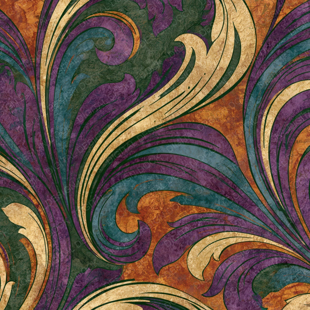 Another Rococo Plum Moss Tobacco Abstract digital paper shown full size