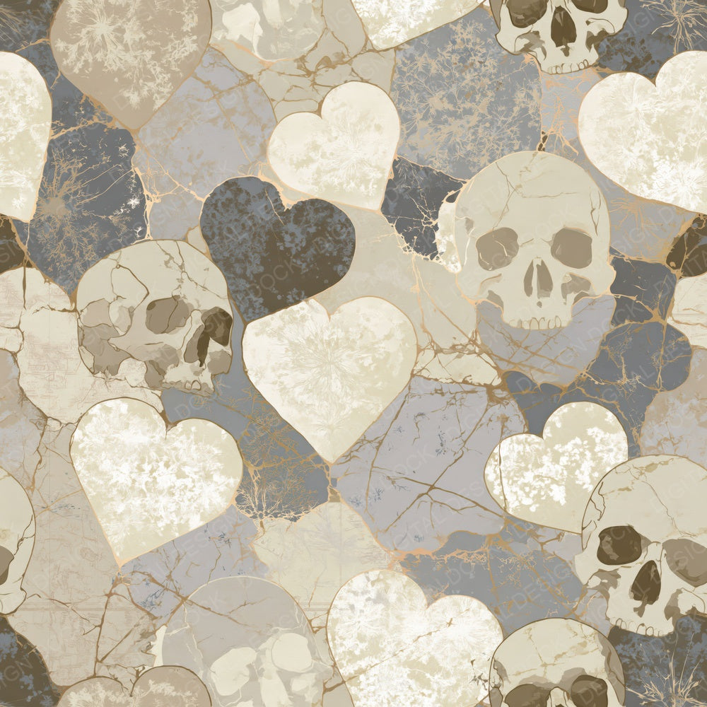 Another Blueprint Skulls Hearts Oyster digital paper shown full size