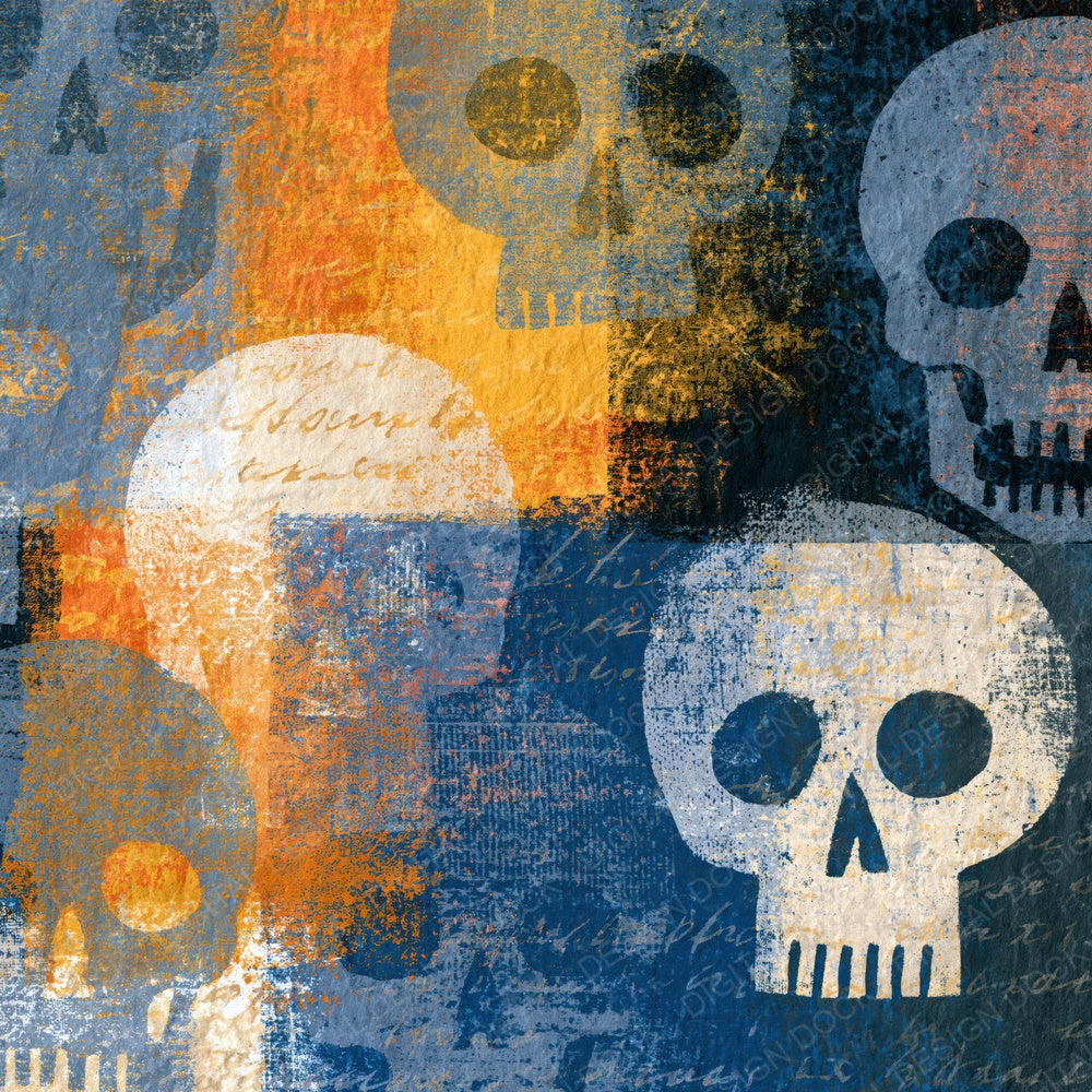 Single Monoprint Skulls Pewter Slate digital paper shown full size