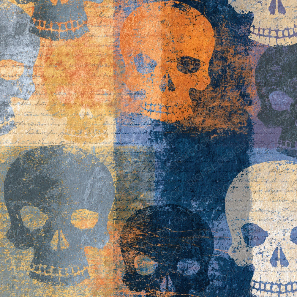 Another Monoprint Skulls Pewter Slate digital paper shown full size