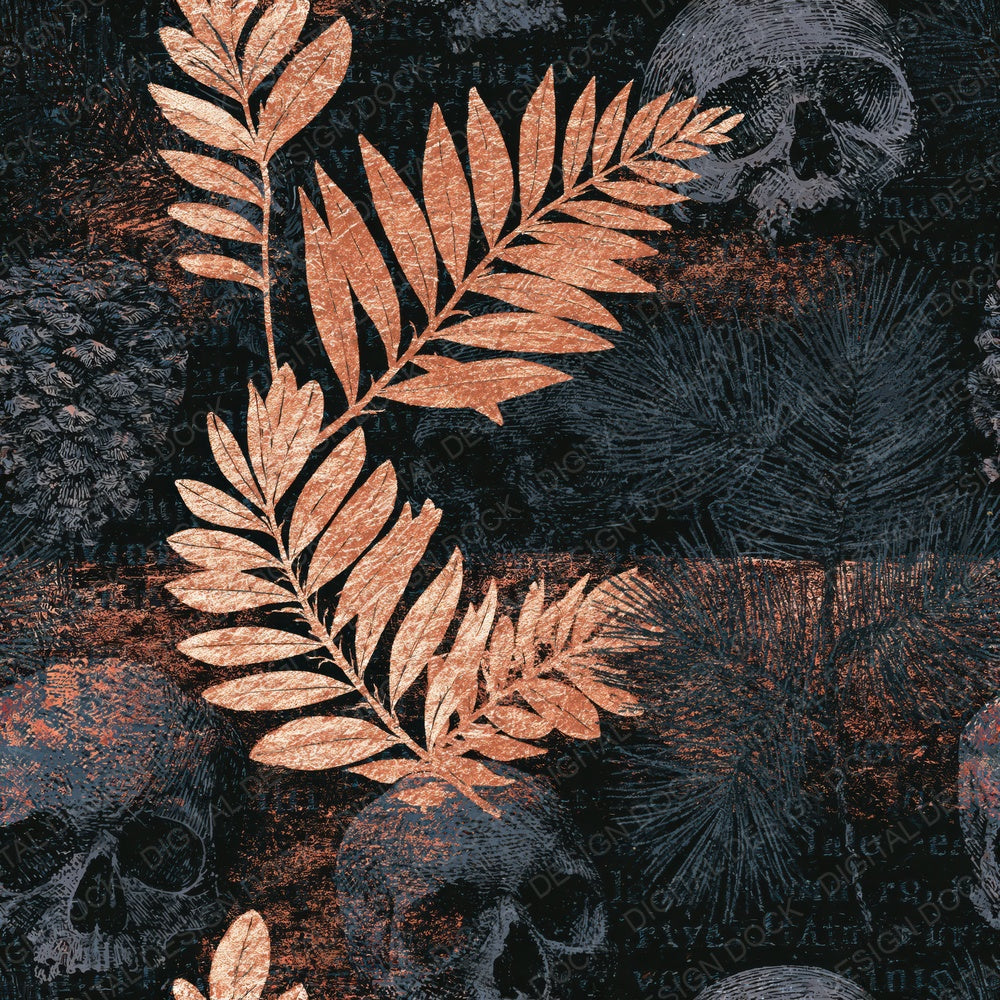Single Scratchboard Skulls Pine Cedar Seamless digital paper shown full size