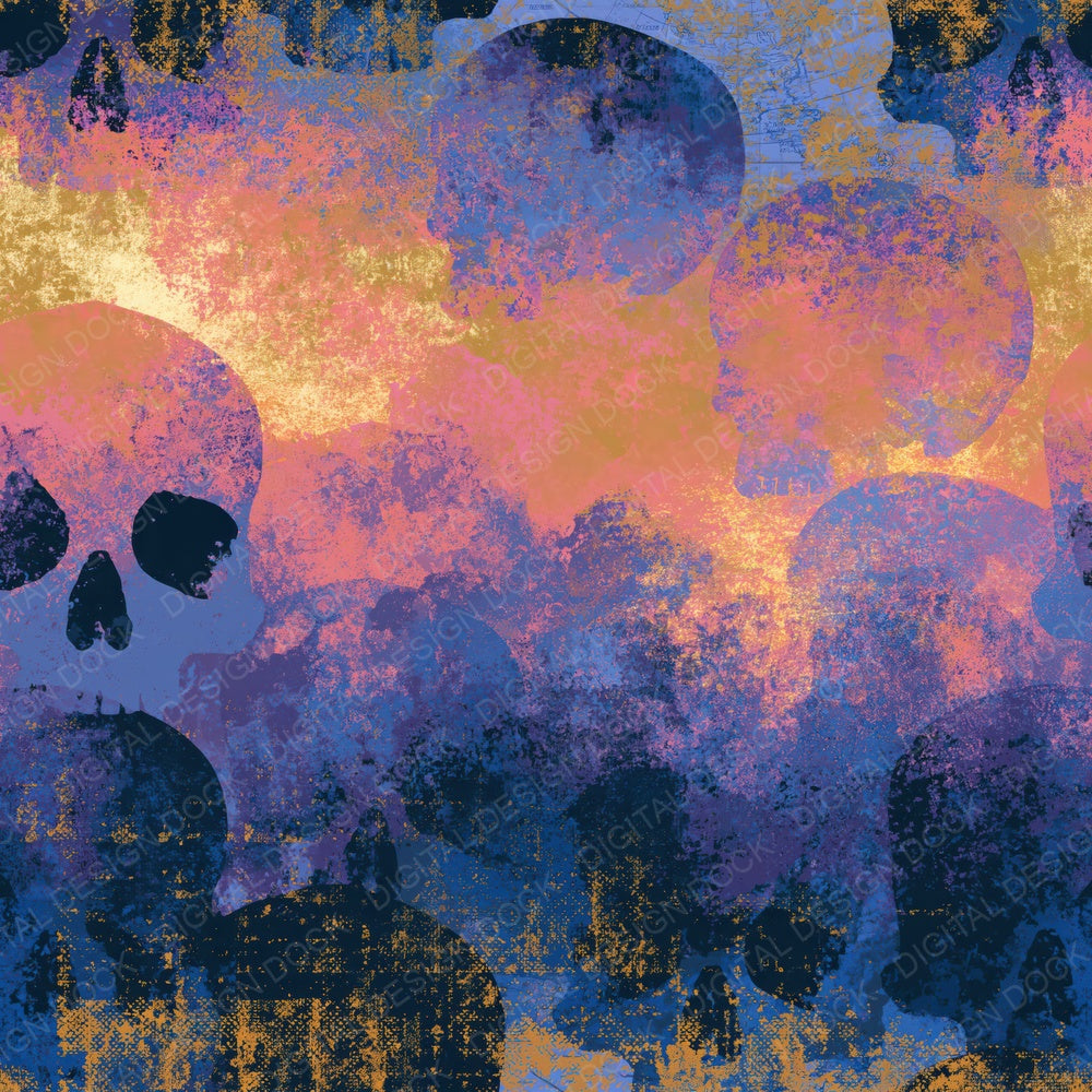 Single Screenprint Skulls Amethyst Rose Abstract digital paper shown full size