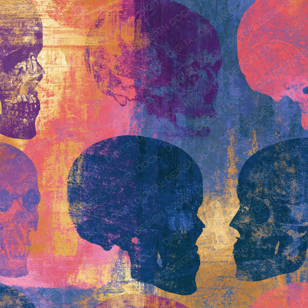 Another Screenprint Skulls Amethyst Rose Abstract digital paper shown full size