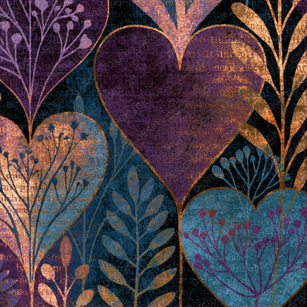 Single Etching Hearts Aubergine Pearl Abstract digital paper shown full size