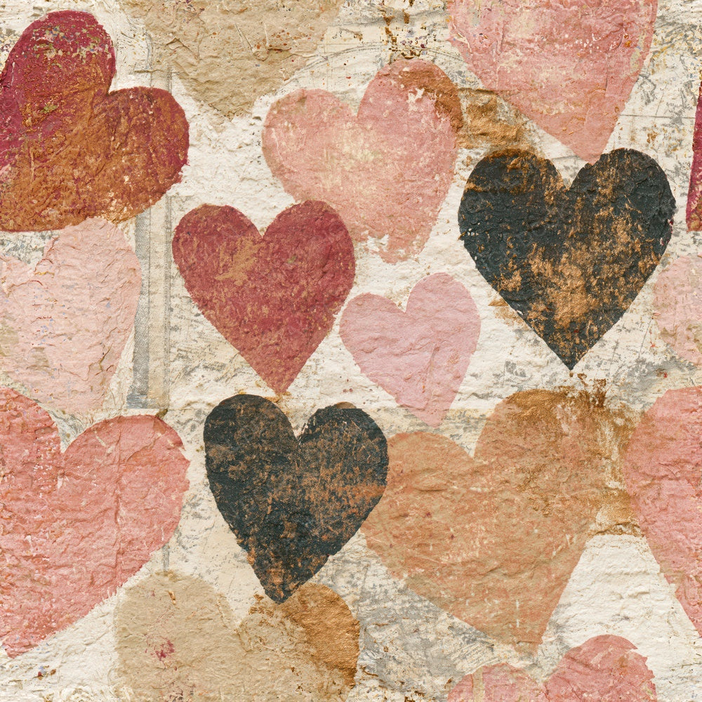Another Monoprint Love Hearts Tobacco Rose Seamless digital paper shown full size