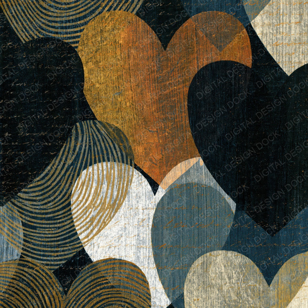 Single Scratchboard Hearts Mushroom Ivory Abstract digital paper shown full size
