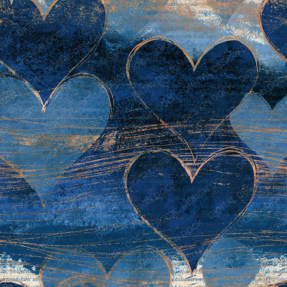 Single Scratchboard Love Hearts Denim Navy Abstract digital paper shown full size