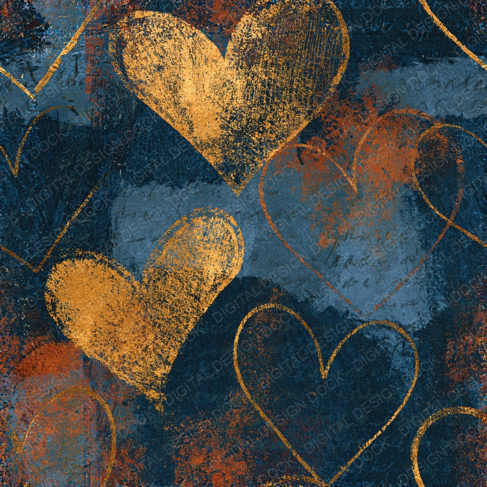 Another Scratchboard Love Hearts Gunmetal Rust Seamless digital paper shown full size