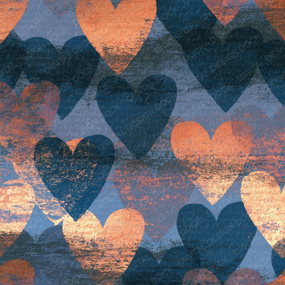 Single Screenprint Love Hearts Iron Slate digital paper shown full size