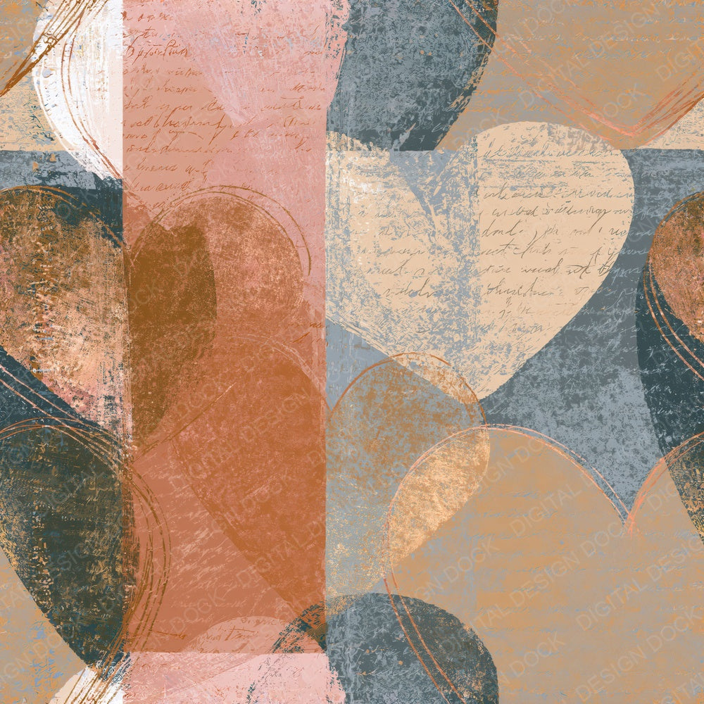 Single Etching Love Hearts Sand Biscuit Seamless digital paper shown full size