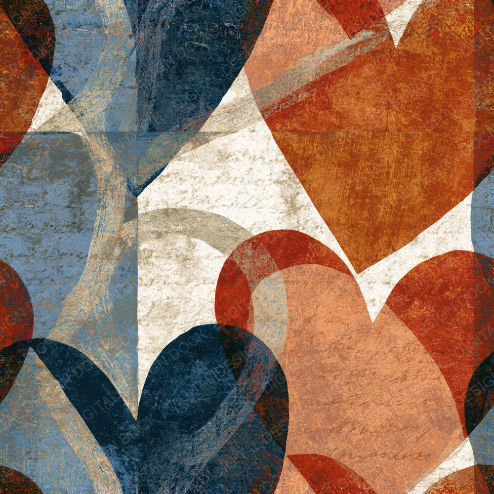 Another Lithograph Heart Outlines Copper Rust Seamless digital paper shown full size