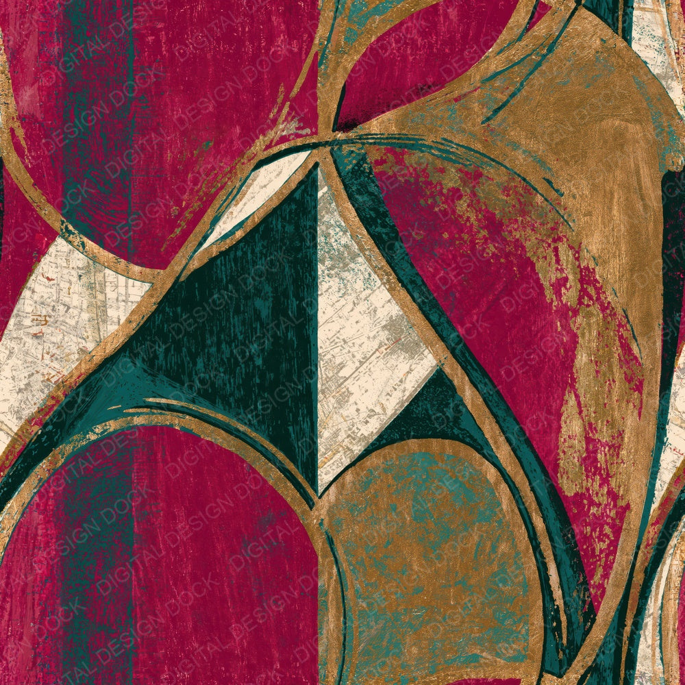 Single Woodblock Heart Outlines Burgundy Pine Seamless digital paper shown full size