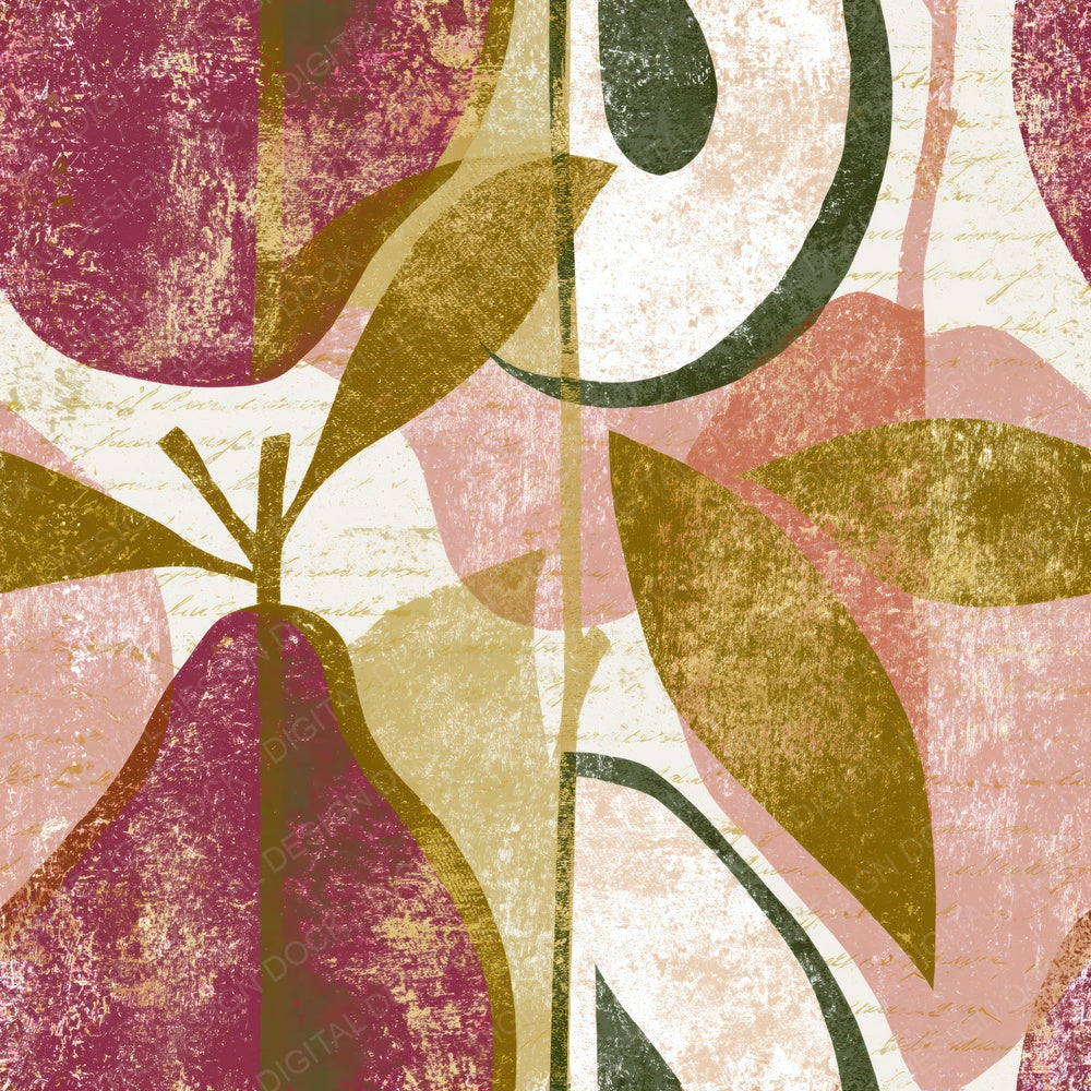 Another Lithograph Fruit Outlines Dusty Pink Seamless digital paper shown full size