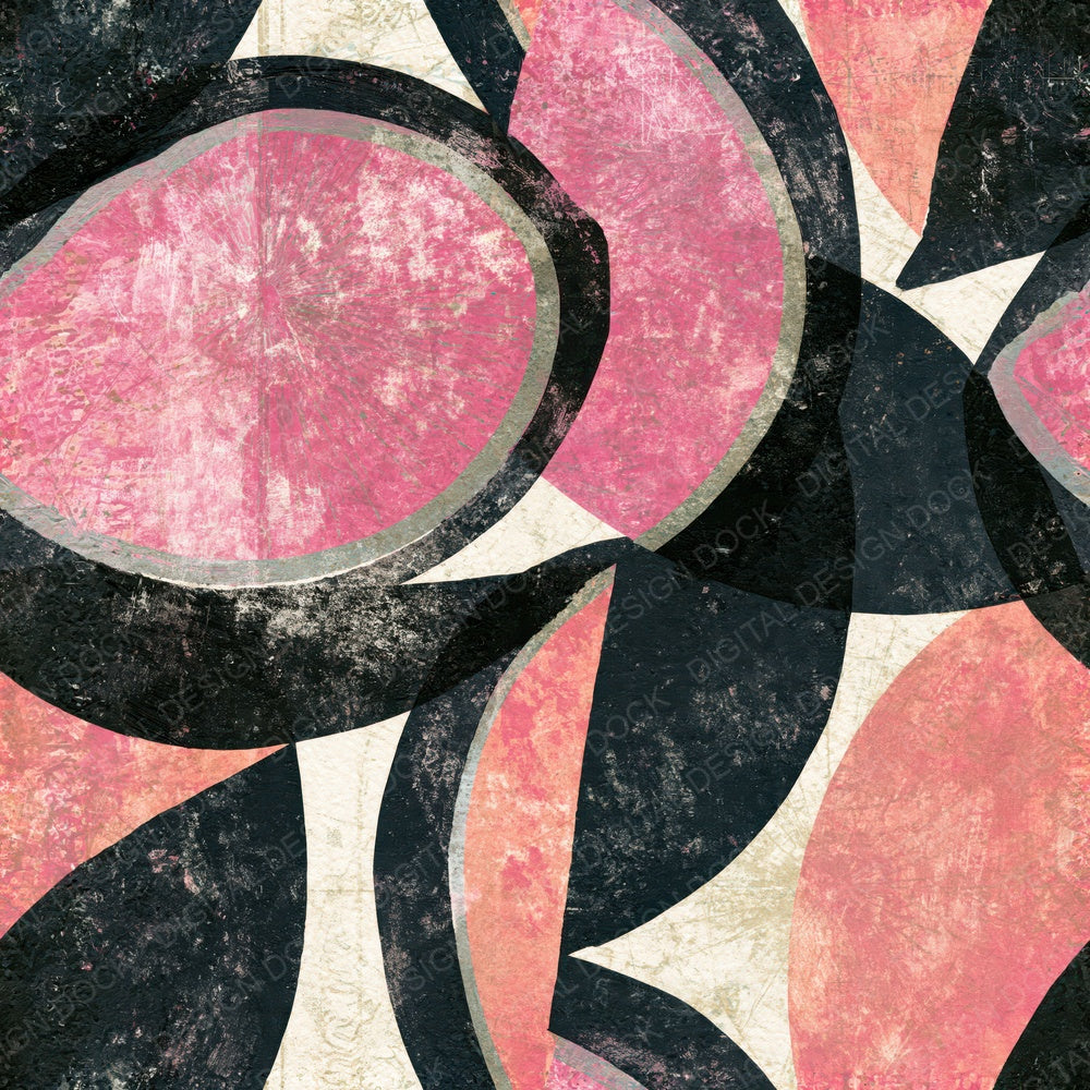 Single Monoprint Fruit Outlines Charcoal Rose Seamless digital paper shown full size