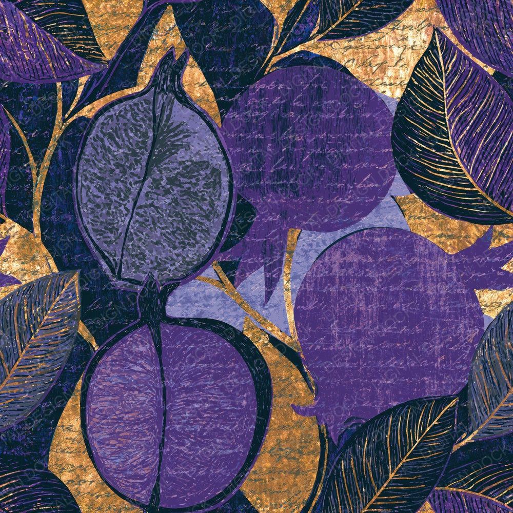Another Scratchboard Fruit Outlines Grey Violet Seamless digital paper shown full size