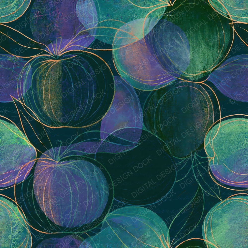 Single Screenprint Fruit Outlines Aurora Lilac Seamless digital paper shown full size