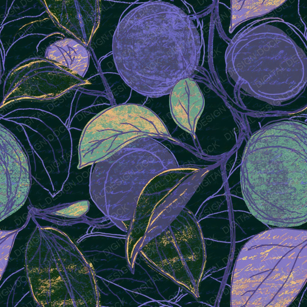 Another Screenprint Fruit Outlines Aurora Lilac Seamless digital paper shown full size