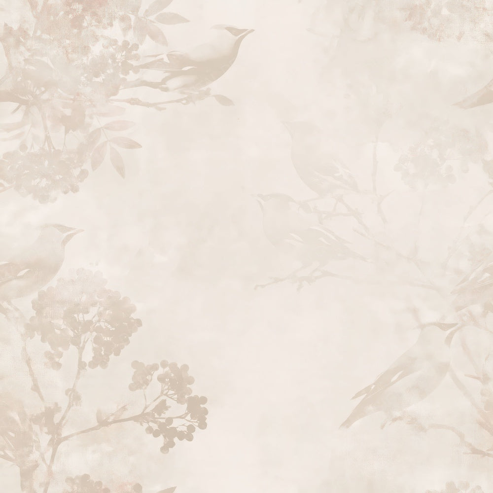Another Waxwing Bird Winter Cream Cinnamon Crest Bone digital paper shown full size