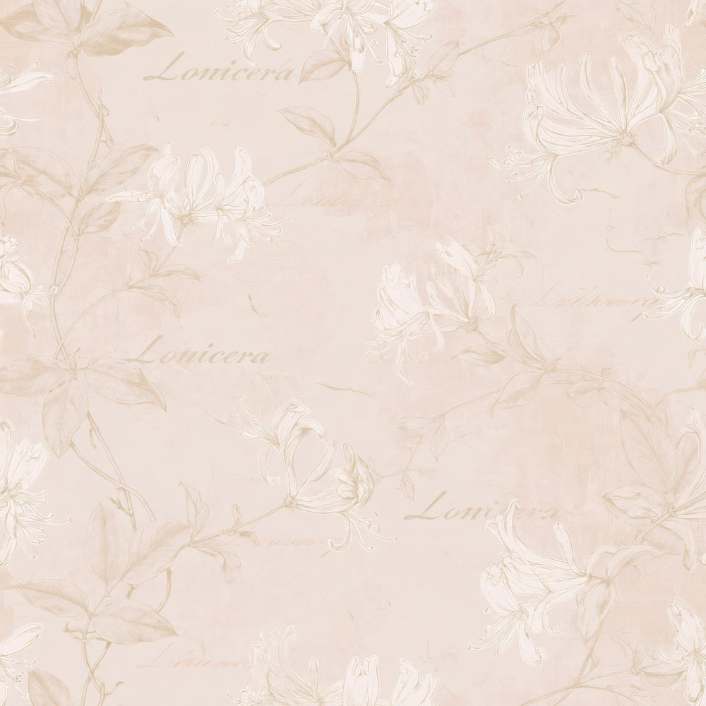 Single Wild Honeysuckle Flower Hedge Cream Honey Pink Bone digital paper shown full size