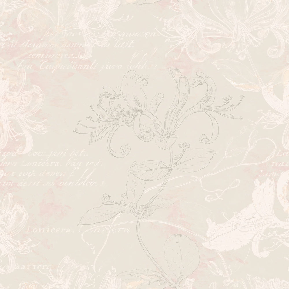 Another Wild Honeysuckle Flower Hedge Cream Honey Pink Bone digital paper shown full size