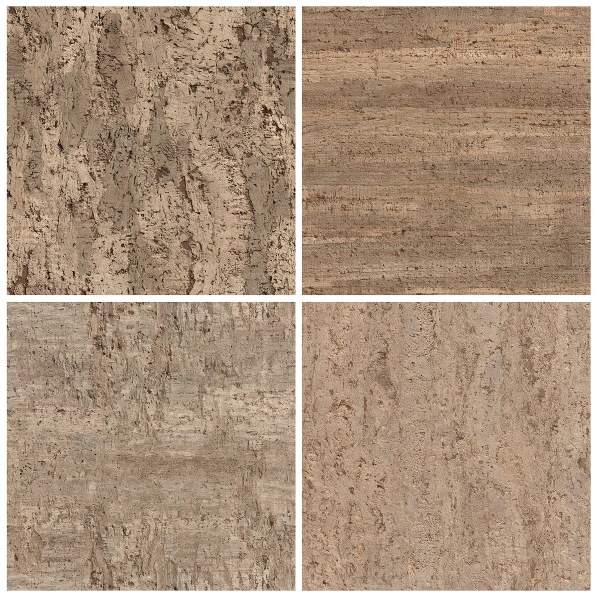 Four more Aged Cork Bark Cork Cream Aged Tawny Walnut digital papers from the pack shown in a grid