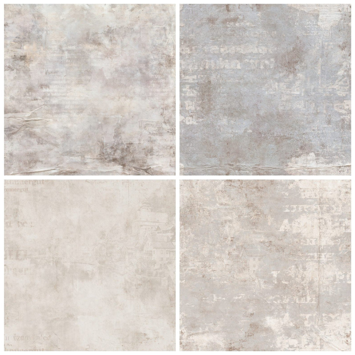 Four more Hallstatt Austria Alpine Lake Grey Salt Mine Russet Bone digital papers from the pack shown in a grid