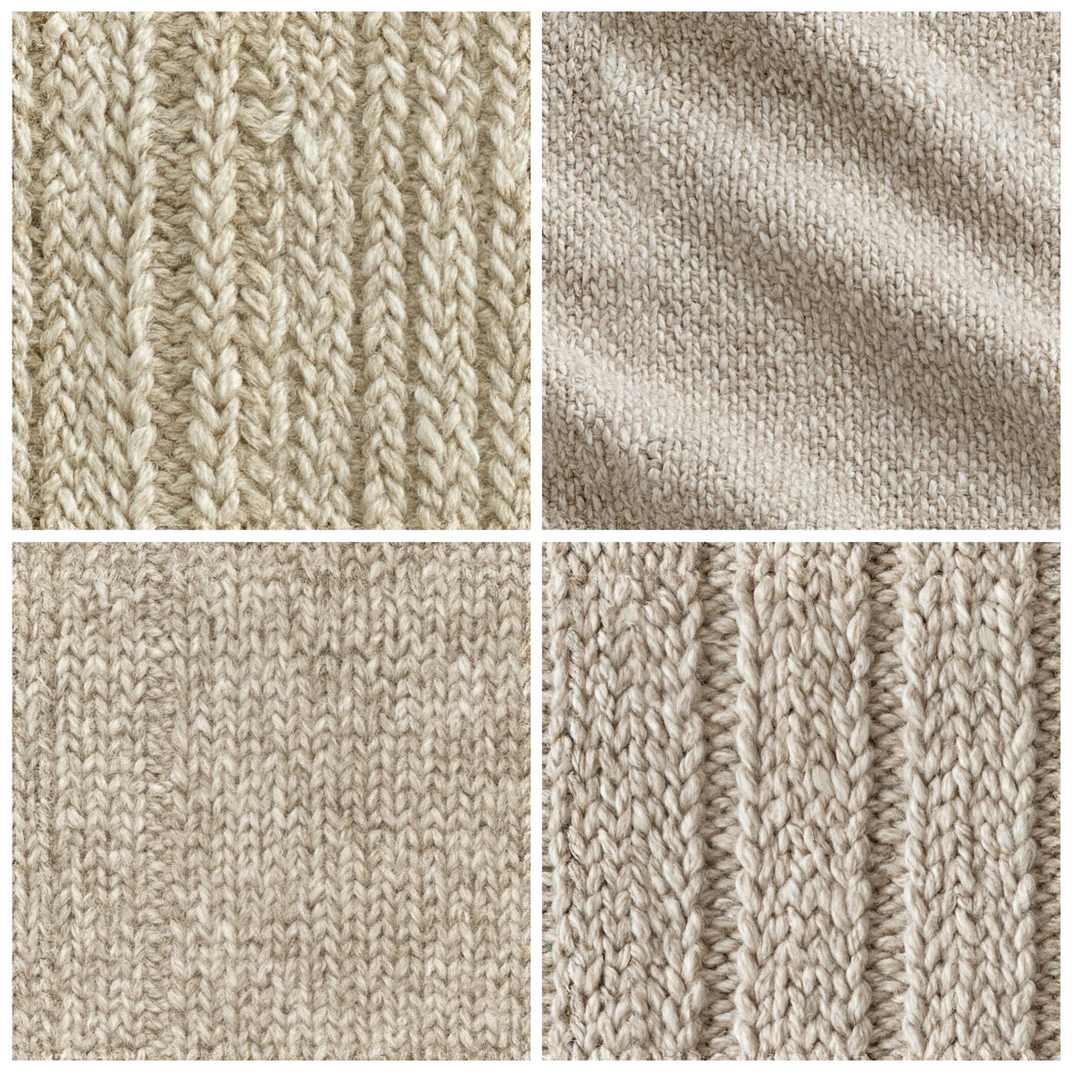 Four Lambswool Weave Lambswool Cream Aged Oatmeal Ecru Seamless digital papers from the pack shown in a grid