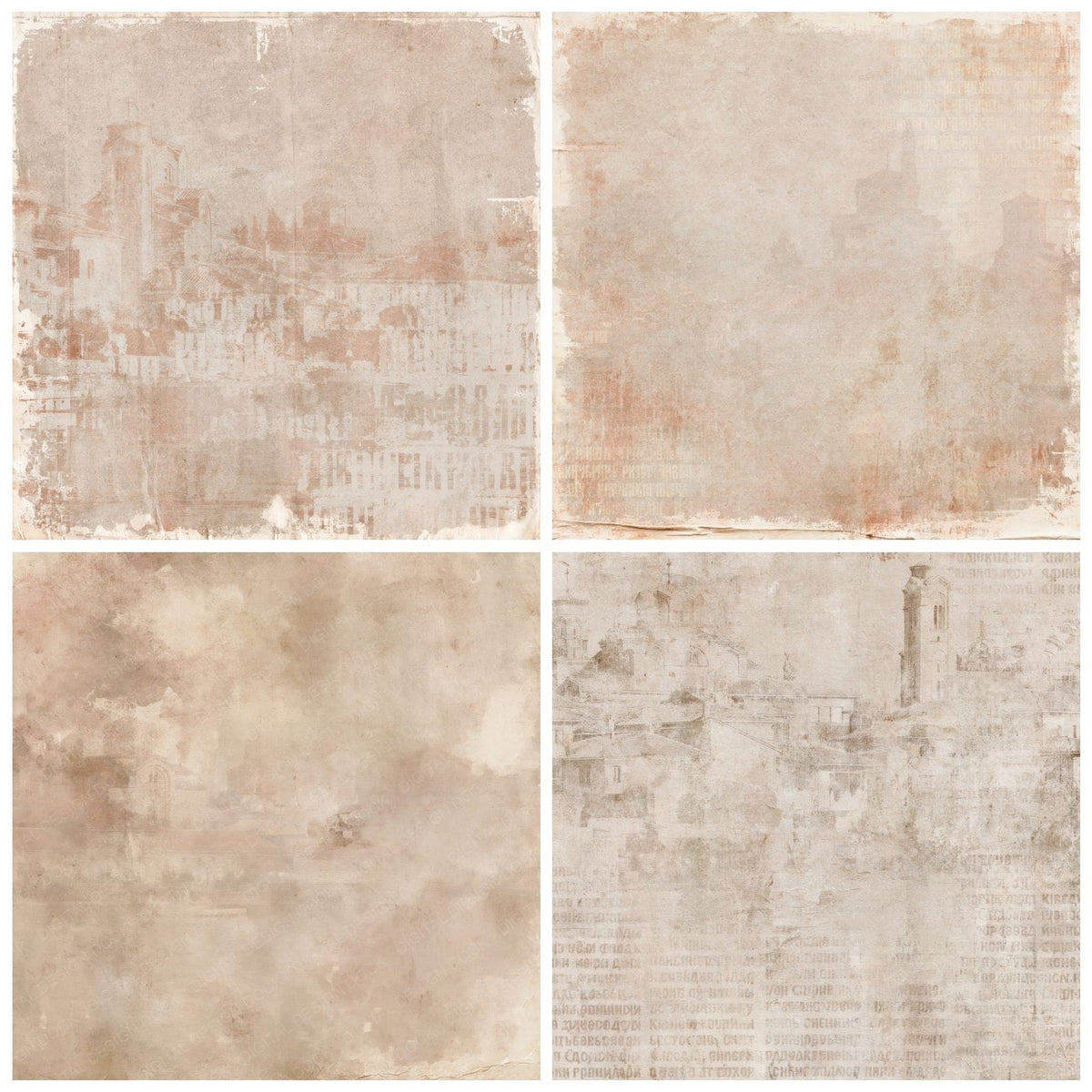 Four Ohrid North Macedonia Balkan Stone Terracotta Roof Bone digital papers from the pack shown in a grid